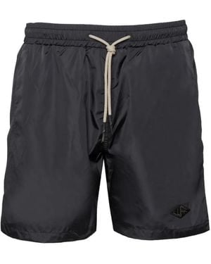 Low Brand Logo-Patch Drawstring Swim Shorts - Grey