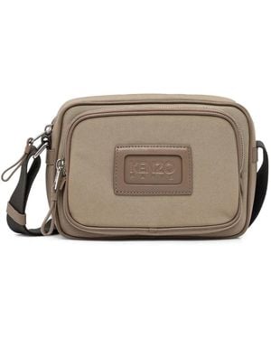 KENZO Kommuter Logo-Plaque Cross Body Bag - Grey