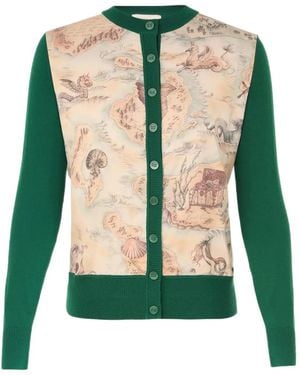 Zimmermann Rebellion Silk-Front Cardigan - Green