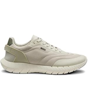 BOSS Baskets À Empiècements En Mesh Et Finitions En Cuir - White