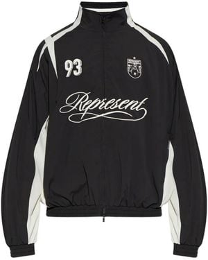 Represent Logo-Embroidered Paneled Jacket - Black