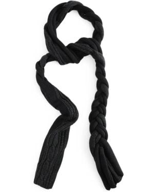 Y's Yohji Yamamoto Braided Cable-Knit Scarf - Black
