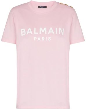 Balmain T-Shirt À Logo Imprimé - Rose