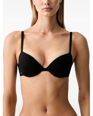 Emporio Armani Logo-Tape Push-Up Bra - Black