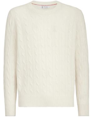 Brunello Cucinelli Cable-Knit Cashmere Sweater - White