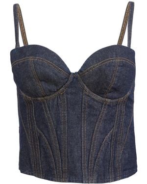 Fleur du Mal Denim Bustier Top - Blue