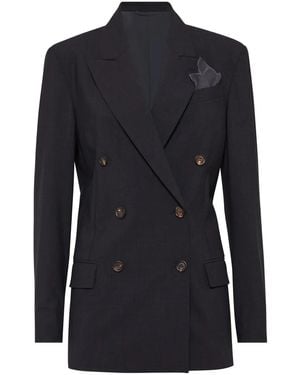 Brunello Cucinelli Tropical Luxury Wool Blazer - Blue