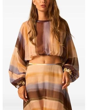 JBQ Elise Striped Long-Sleeved Top - Brown