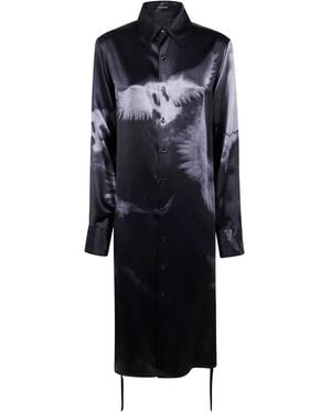 Ann Demeulemeester Zijden Blouse Met Print En Lange Mouwen - Blauw