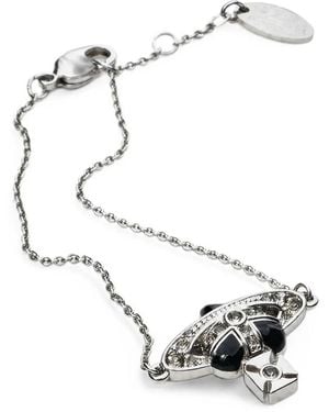 Vivienne Westwood New Diamante Heart Crystal-Embellished Bracelet - Metallic