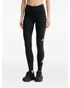 adidas Logo-Print Paneled Leggings - Black