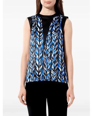 Balenciaga Abstract-Print Sleeveless Blouse - Blue