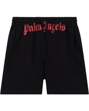 Palm Angels Shorts Sportivi Con Logo - Nero