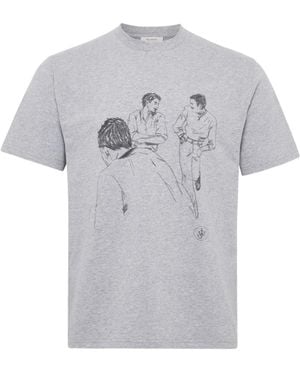 JW Anderson T-Shirt mit Zeichnungs-Print - Grau