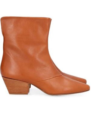forte_forte Pointed-Toe Ankle Boots - Brown