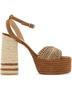 Castañer Castaner Open-Toe Leather Heeled Sandals - Metallic