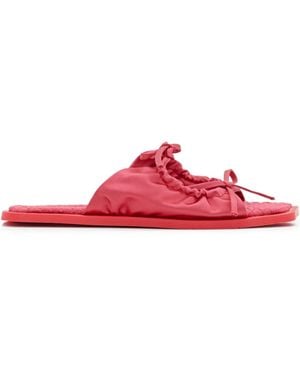 Carlotha Ray Quilted Bow Flat Sandals - Red