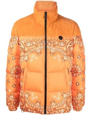 Philipp Plein Doudoune À Imprimé Bandana - Orange