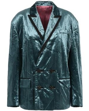 DSquared² Stripe 80S Velour Double-Breasted Blazer - Blue