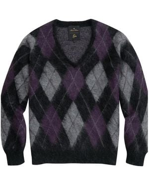 Brooks Brothers X Needles Argyle V-Neck Jumper - Blue