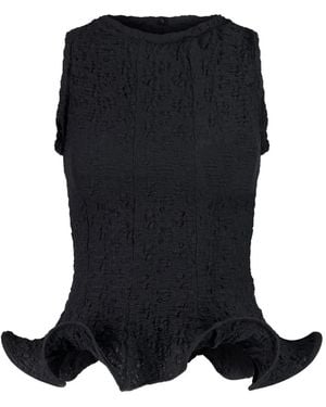 MSGM Shirred Tank Top - Black