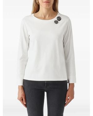 Max Mara Embellished Long-Sleeve T-Shirt - White