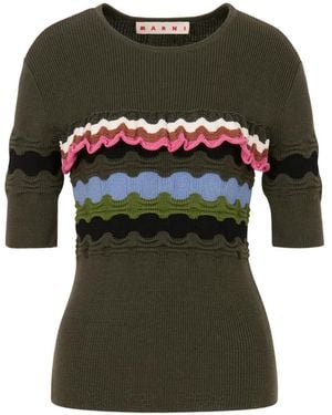 Marni Contrasting-Stitches T-Shirt - Green