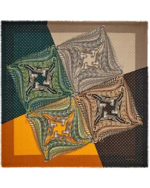 Ferragamo Kaschmirschal Mit Madras-Print - Grün