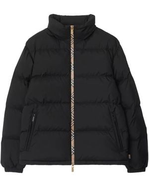 Burberry Check-Trimmed Puffer Jacket - Black