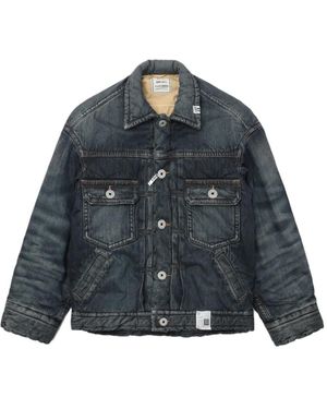 Maison Mihara Yasuhiro Button-Fastening Padded Denim Jacket - Blue