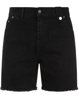 Egonlab Frayed-Hem Denim Shorts - Black
