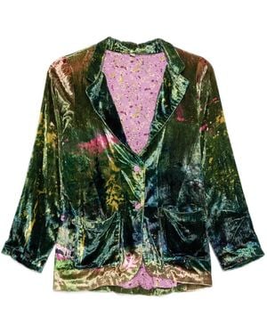 Yavi Buttoned Pocketed Jacket - Green