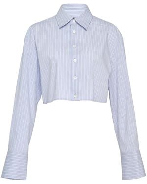we11done Camicia Crop A Righe - Bianco
