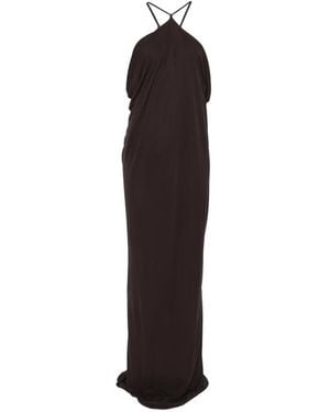 Alberta Ferretti Draped Maxi Dress - Brown