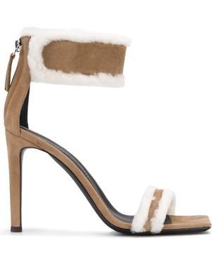 Giuseppe Zanotti 105Mm Vanilla Winter Shearling-Trimmed Sandals - Multicolour