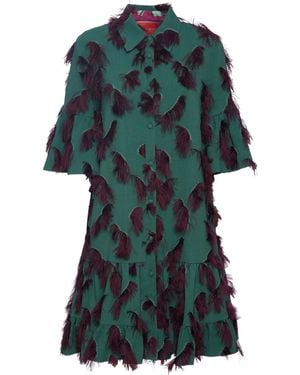 La DoubleJ Choux Fringe-Detail Minidress - Green