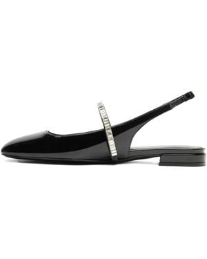 Stuart Weitzman Crystal-Embellished Slingback Flats - Black