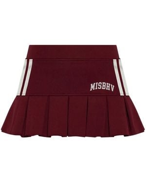 MISBHV Pleated Stripe Mini Skirt - Red