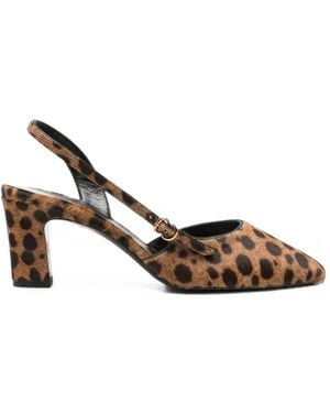 Herbert Levine Leopard-Print Slingback Court Shoes - Natural