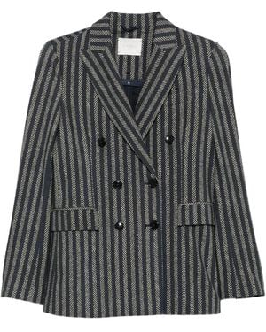 Circolo 1901 Striped Double-Breasted Blazer - Grey