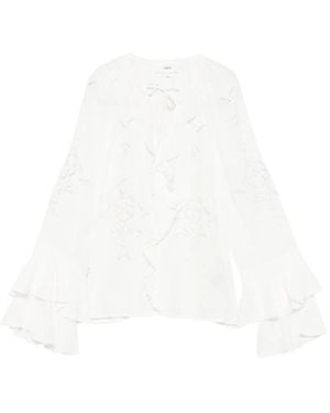 Ba&sh Gerüschte Omar Bluse mit Ösenstickerei - Weiß