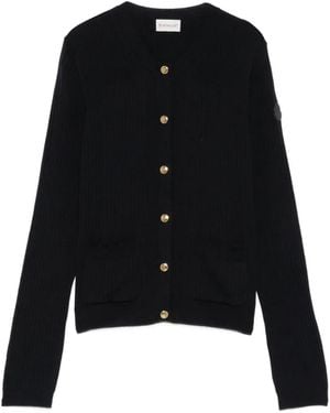 Moncler Gerippter Cardigan Mit Knöpfen - Schwarz