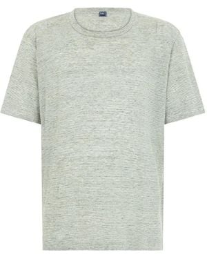 Fedeli Striped Linen T-Shirt - Grey