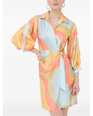 Beatrice B. Vestido Con Estampado Abstracto Y Diseño Cruzado - Naranja
