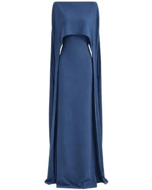 Gemy Maalouf Cape-Overlay Dress - Blue