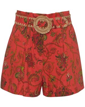 Cara Cara Shorts Palmer Con Stampa Paisley E Cintura - Rosso