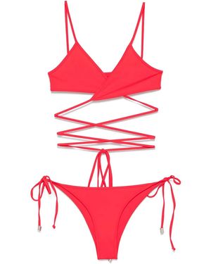 The Attico Bikini With Rubber Logo - Red