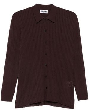 Magliano Capricorn Cable-Knit Button-Down Shirt - Purple