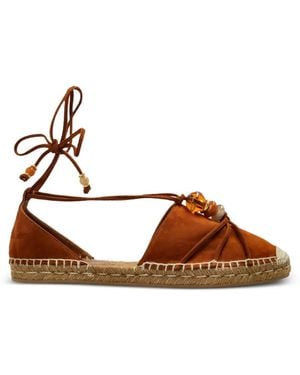 Jimmy Choo Lemi Bead-Embellished Leather Ballet Flats - Brown