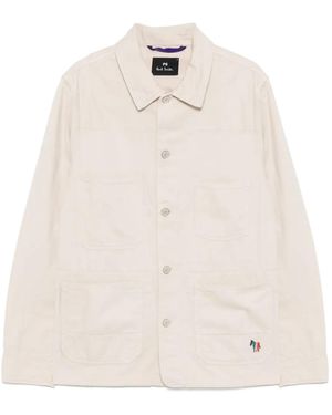 Paul Smith Light Cotton Linen Blend 'Chore' Jacket - White